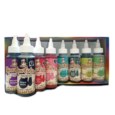 Kit de Choco Color Liposoluble 8 colores de 2.02 fl oz (60ml) (Fat Soluble Choco Color Kit)