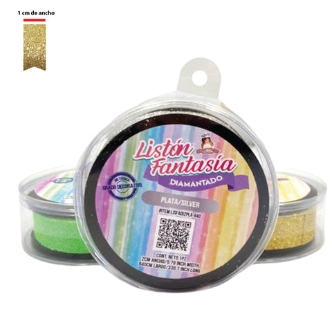 Listón Fantasía Diamantado 1 cm (Edible Diamond Decoration Cake Ribbon)