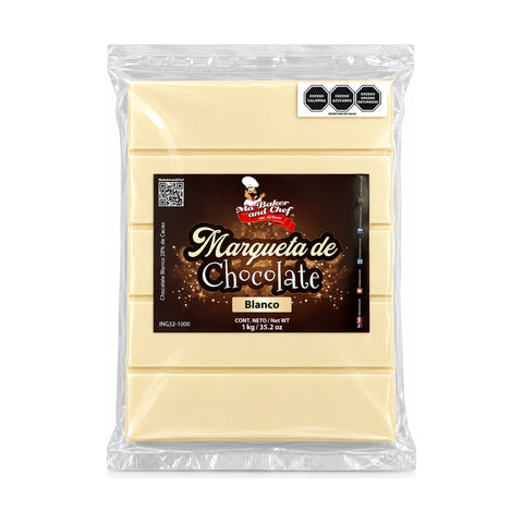 MBK Chocolate block for melting - White Chocolate on white background