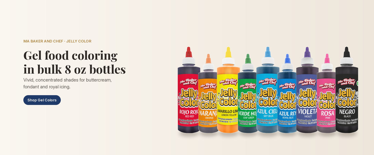 Ma Baker and Chef Jelly Color gel food coloring in bulk 8 oz bottles