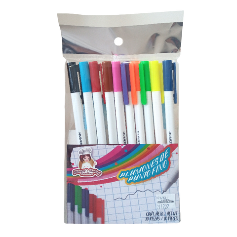 Kit de Plumón de Punta Fina  10 Colores (Fine Tip Pen Kit 10 Colors)