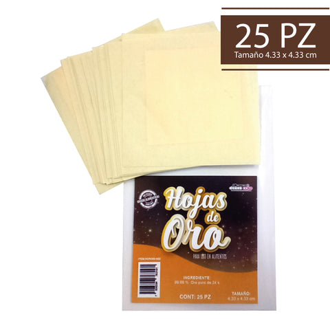 Hojas de Oro 4.33 x 4.33 cm (Edible Gold Leaf)