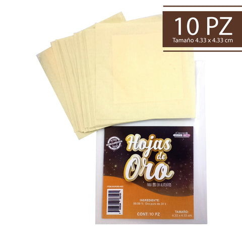 Hojas de Oro 4.33 x 4.33 cm (Edible Gold Leaf)