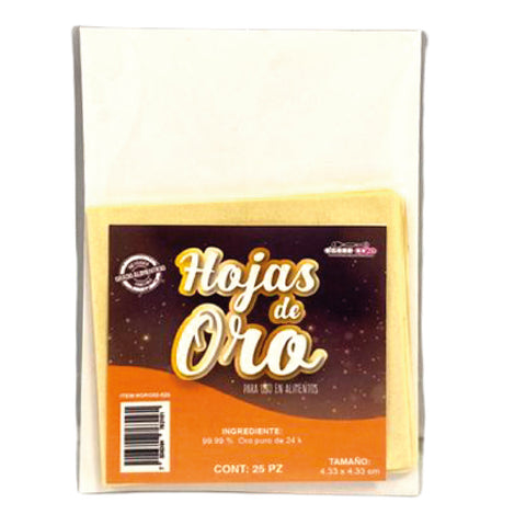 Hojas de Oro 4.33 x 4.33 cm (Edible Gold Leaf)