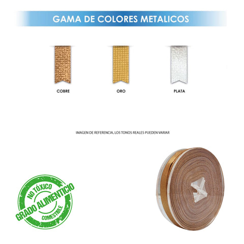 Listón Fantasía Metálico 2 cm (Edible Metallic Decoration Cake Ribbon)
